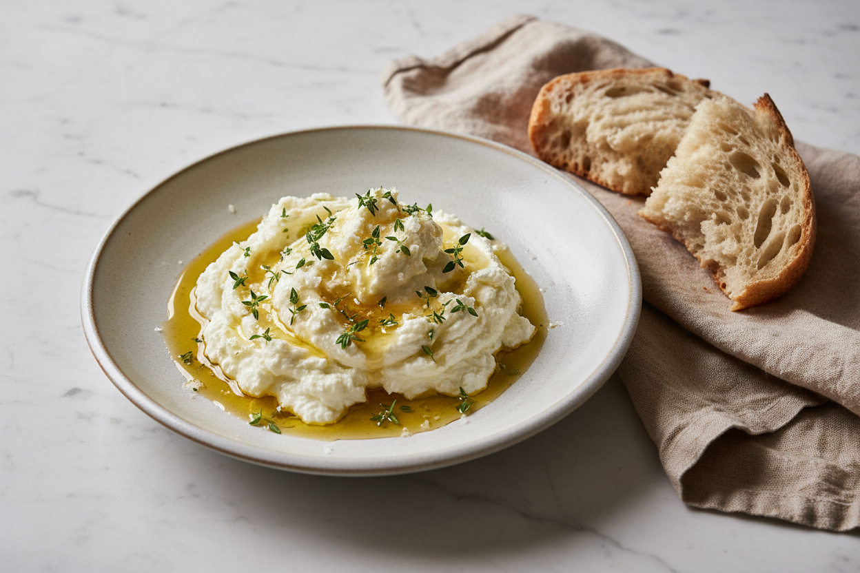 Whipped Ricotta with Honey and Olive Oil — Five Minutes, Complete Elegance