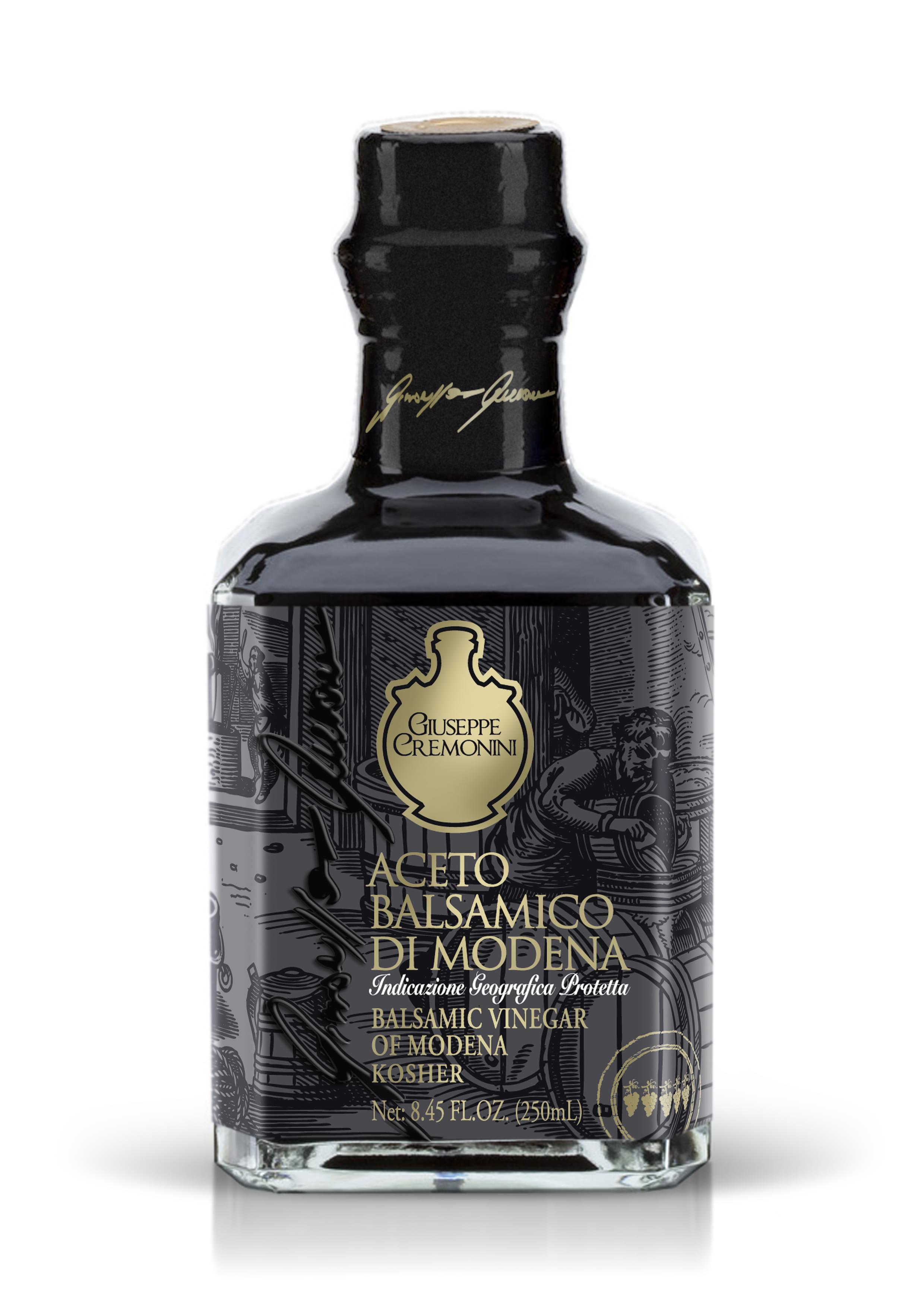 Giuseppe Cremonini Kosher Balsamic Vinegar di Modena IGP – Oak Aged, Caramel-Free (250ml)